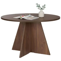 Tavolo Fisso Marrone Noce 4 Posti Forma Rotondo 120x120x75h cm, Peso Supportato 60 kg - Racale