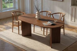 Tavolo Fisso Marrone Noce 6 Posti Forma Ovale 180x89.5x75h cm, Peso Supportato 70 kg - Monterano