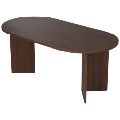 Tavolo Fisso Marrone Noce 6 Posti Forma Ovale 180x89.5x75h cm, Peso Supportato 70 kg - Monterano