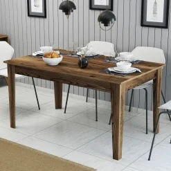 Tavolo Fisso Marrone Noce 6 Posti Forma Rettangolare 145x88x75h cm, Peso Supportato 120 kg - Viverone