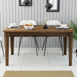 Tavolo Fisso Marrone Noce 6 Posti Forma Rettangolare 145x88x75h cm, Peso Supportato 120 kg - Viverone