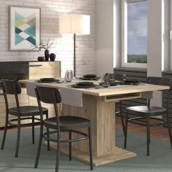 Tavolo Fisso Marrone Noce 6 Posti Forma Rettangolare 160x91.5x76h cm, Materiale Piano in Legno Nobilitato - Siano