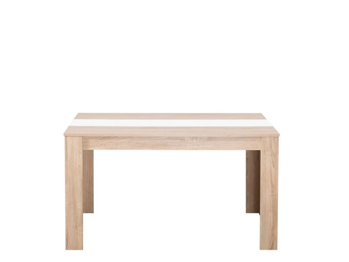 Tavolo Fisso Marrone Rovere Bianco 6 Posti Forma Rettangolare 135x80.5x74.5h cm, Colore Struttura Bianco - Simala
