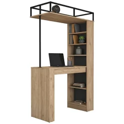 Tavolo Fisso Marrone Rovere Nero 2 Posti Ideale per bar e Open Space 120x56x199h cm, Forma Rettangolare - Ezzelini