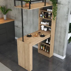 Tavolo Fisso Marrone Rovere Nero 4 Posti Forma Ovale 180x90x73h cm, Sfumatura Colore Struttura Rovere - Baleha