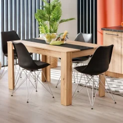 Tavolo Fisso Marrone Rovere Nero 6 Posti Forma Rettangolare 135x80.5x74.5h cm, Colore Struttura Nero - Simala