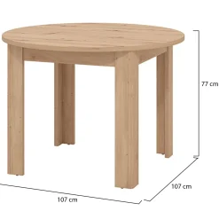 Tavolo Fisso Marrone Rovere Nodi 4 Posti Forma Rotondo 120x120x75h cm, Peso Supportato 60 kg - Racale