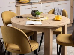 Tavolo Fisso Marrone Rovere Nodi 4 Posti Forma Rotondo 120x120x75h cm, Peso Supportato 60 kg - Racale