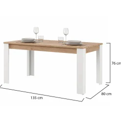 Tavolo Fisso Marrone Rovere Nodi Bianco Opaco 8 Posti Forma Rettangolare 160x80x77h cm, Sfumatura Colore Struttura Rovere Nodi - Senn