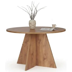 Tavolo Fisso Marrone Rovere 4 Posti Forma Rotondo 120x120x75h cm, Peso Supportato 60 kg - Racale