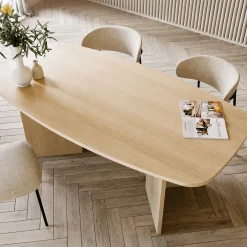 Tavolo Fisso Marrone Rovere 6 Posti Forma Ovale 190x100x75h cm, Sfumatura Colore Struttura Rovere - Milani