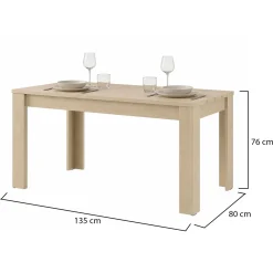 Tavolo Fisso Marrone Rovere 6 Posti Ripiano Effetto Dogato 135x80x76h cm, Forma Rettangolare - Luarca