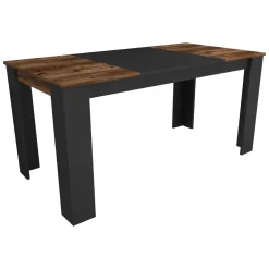 Tavolo Fisso Nero Marrone Rovere Nodi 6 Posti Forma Rettangolare 160x80x77h cm, Peso Supportato 120 kg - Veleso
