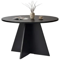 Tavolo Fisso Nero 4 Posti Forma Rotondo 120x120x75h cm, Peso Supportato 60 kg - Racale