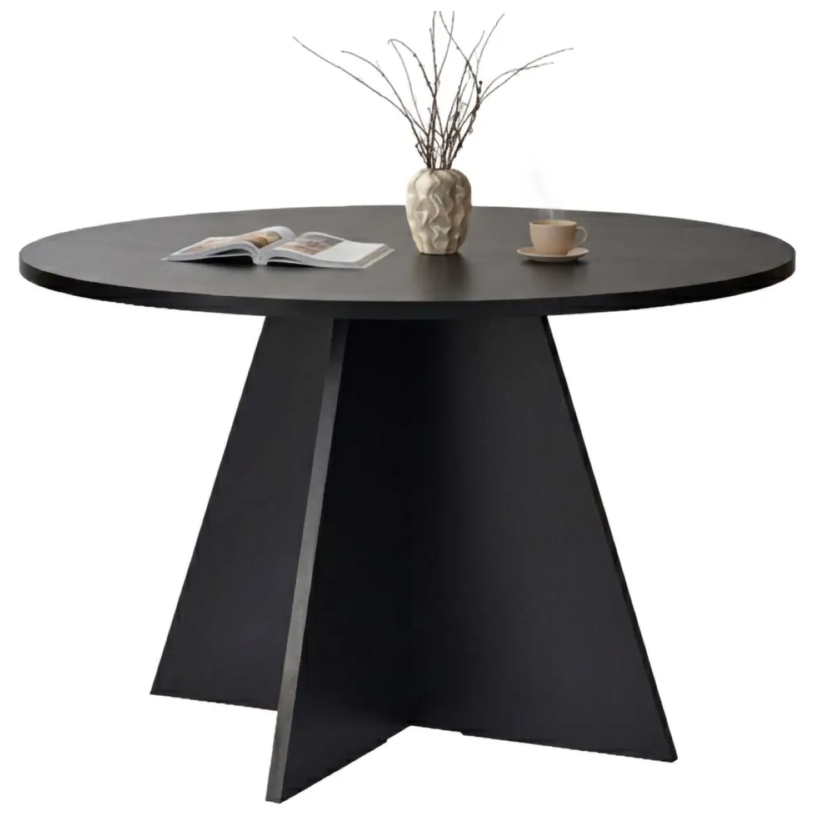 Tavolo Fisso Nero 4 Posti Forma Rotondo 120x120x75h cm, Peso Supportato 60 kg - Racale