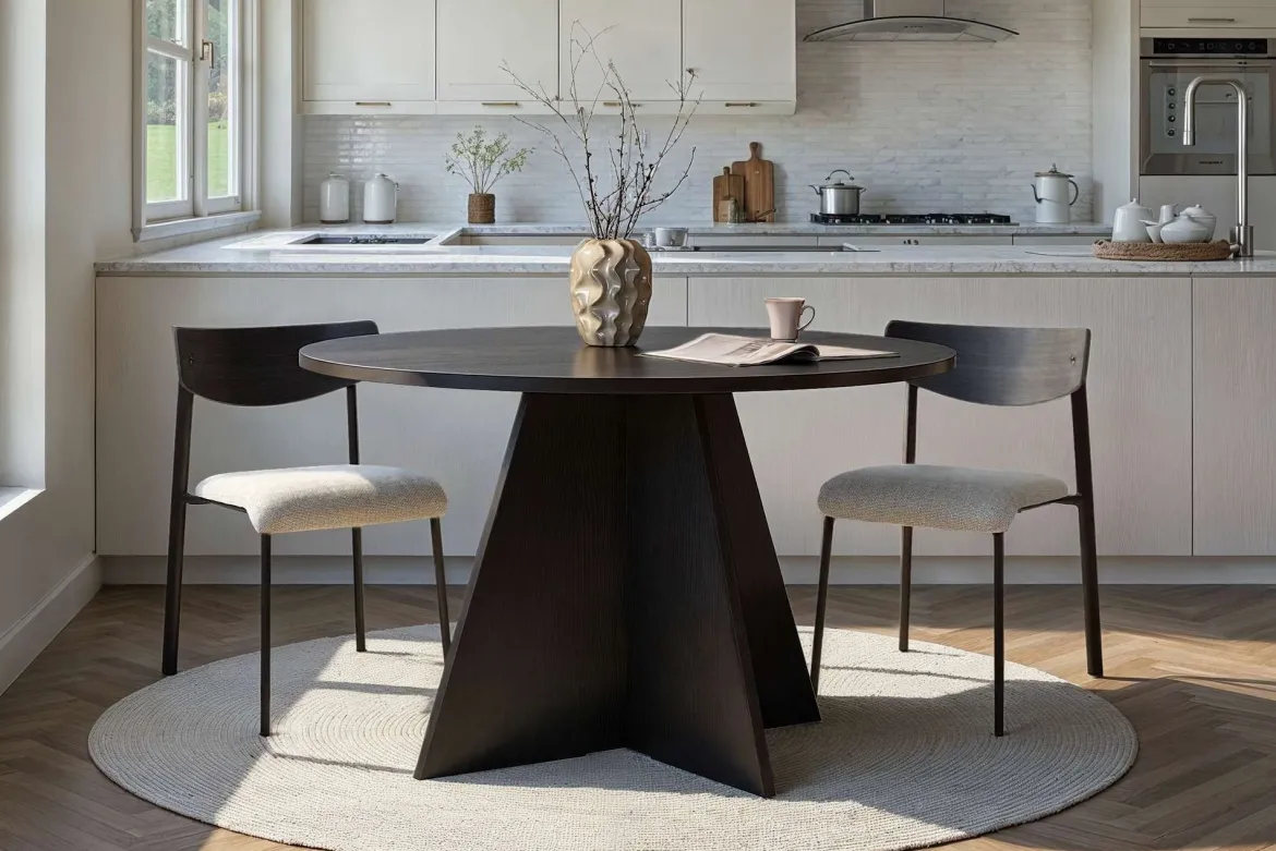 Tavolo Fisso Nero 4 Posti Forma Rotondo 120x120x75h cm, Peso Supportato 60 kg - Racale