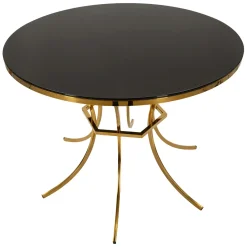 Tavolo Fisso Trasparente oro 2 Posti Struttura Intrecciata 70x70x103h cm, Forma Rotondo - Fakari