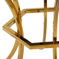 Tavolo Fisso Trasparente oro 2 Posti Struttura Intrecciata 70x70x103h cm, Forma Rotondo - Fakari