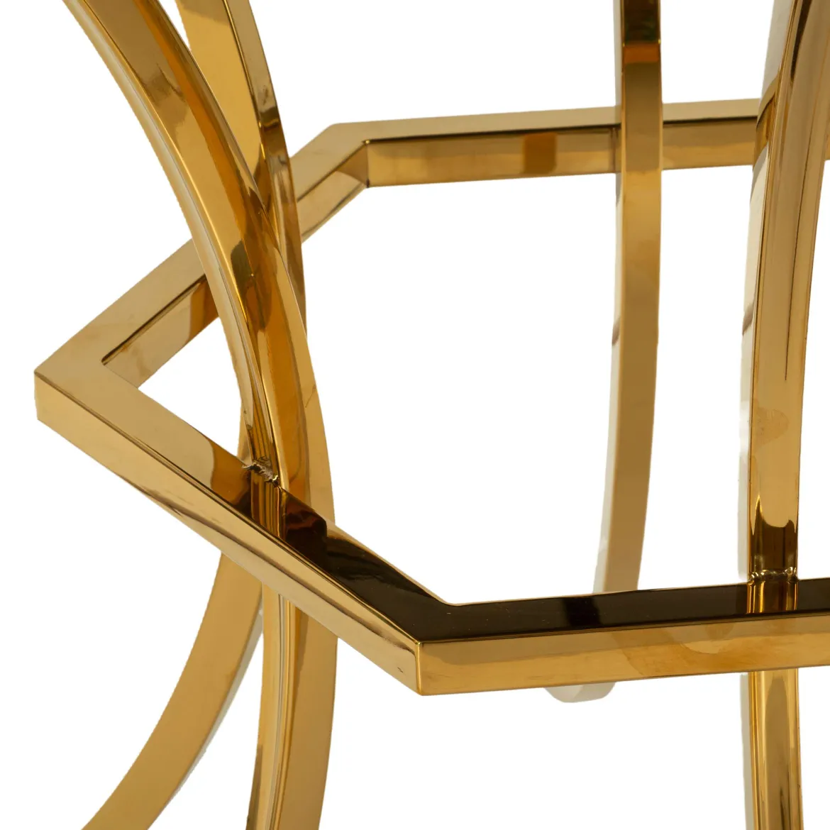 Tavolo Fisso Trasparente oro 2 Posti Struttura Intrecciata 70x70x103h cm, Forma Rotondo - Fakari