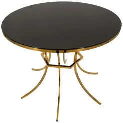 Tavolo Fisso Trasparente oro 2 Posti Struttura Intrecciata 70x70x103h cm, Forma Rotondo - Fakari