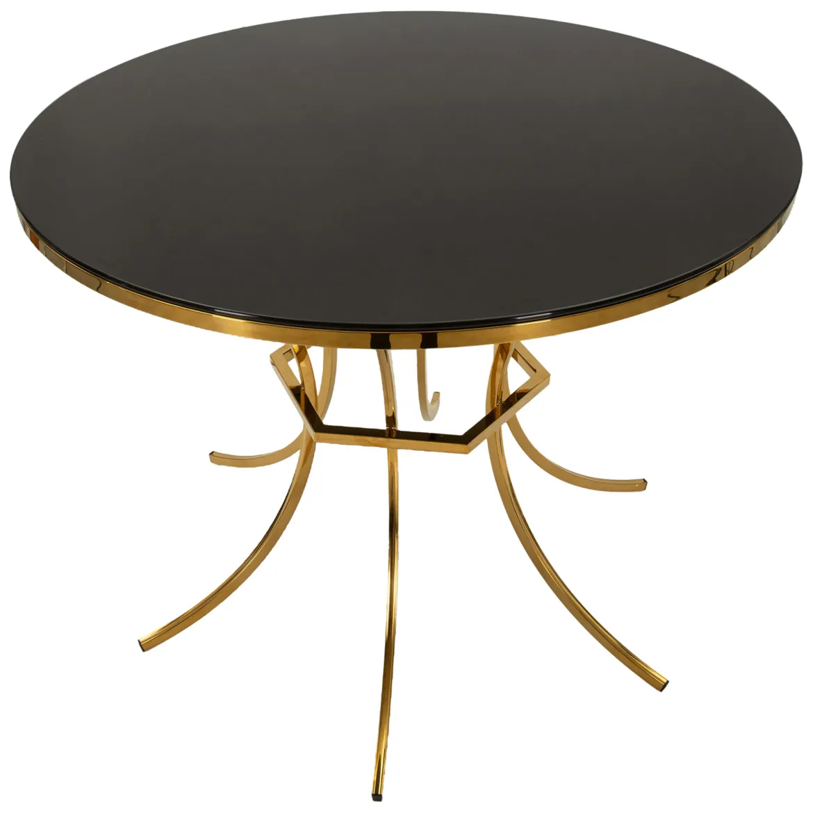 Tavolo Fisso Trasparente oro 2 Posti Struttura Intrecciata 70x70x103h cm, Forma Rotondo - Fakari