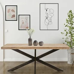 Tavolo gambe intrecciate rettangolare 9 posti marrone e nero 180x90cm - Deller