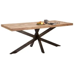 Tavolo gambe intrecciate rettangolare 9 posti marrone e nero 180x90cm - Deller