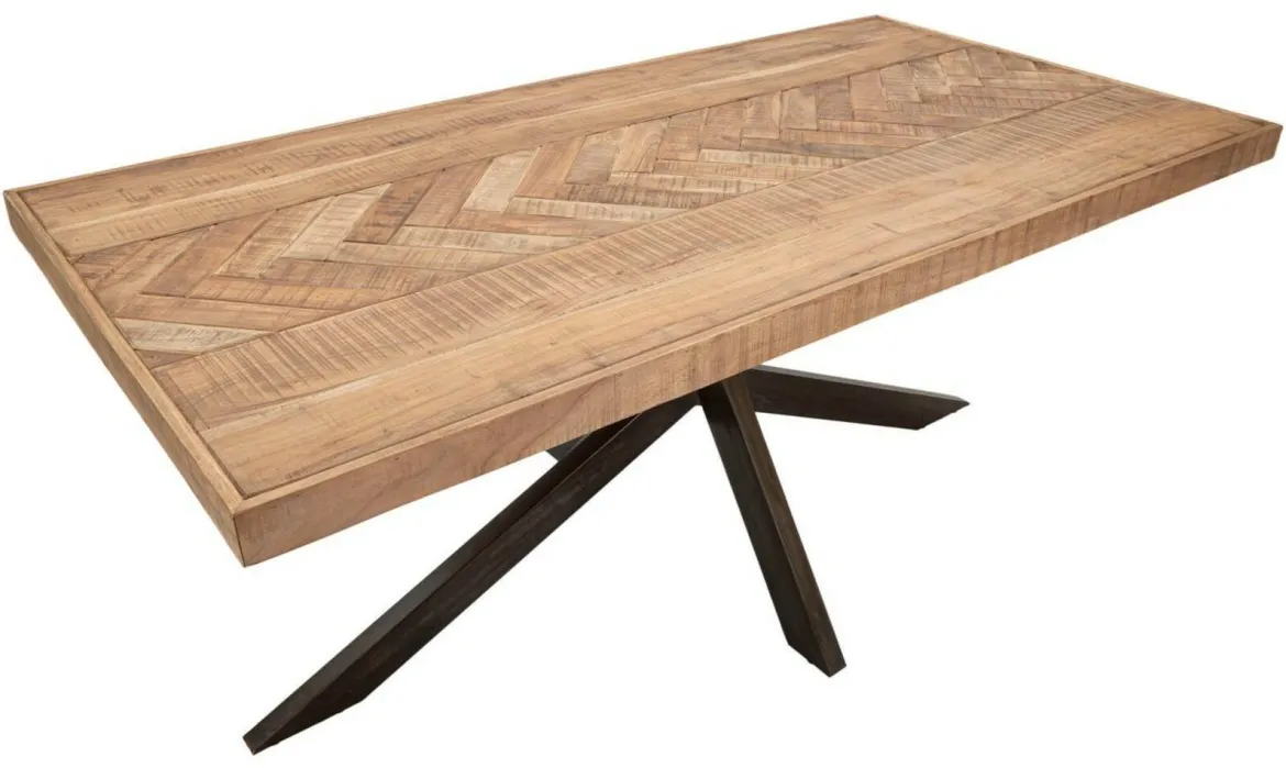Tavolo gambe intrecciate rettangolare 9 posti marrone e nero 180x90cm - Deller