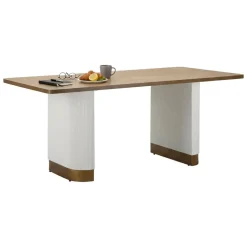 Tavolo grande rettangolare 10 posti bianco e marrone 180x90cm - Brian