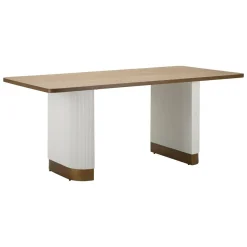 Tavolo grande rettangolare 10 posti bianco e marrone 180x90cm - Brian