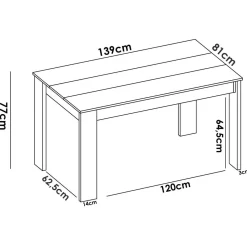 Tavolo legno chiaro rettangolare 6 posti 138x81cm - Alois