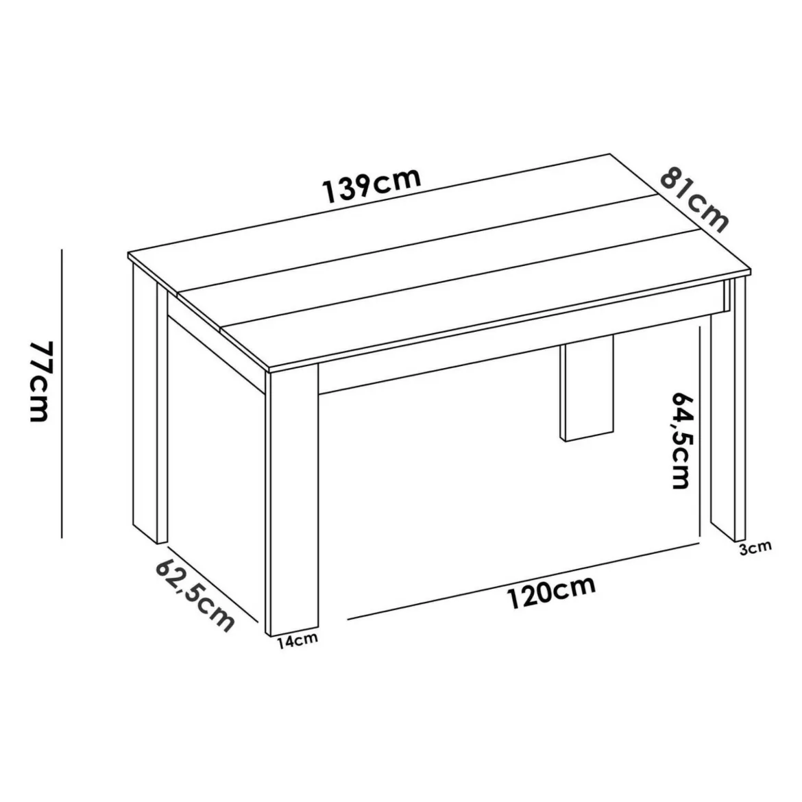 Tavolo legno rettangolare 6 posti 138x81cm - Alois