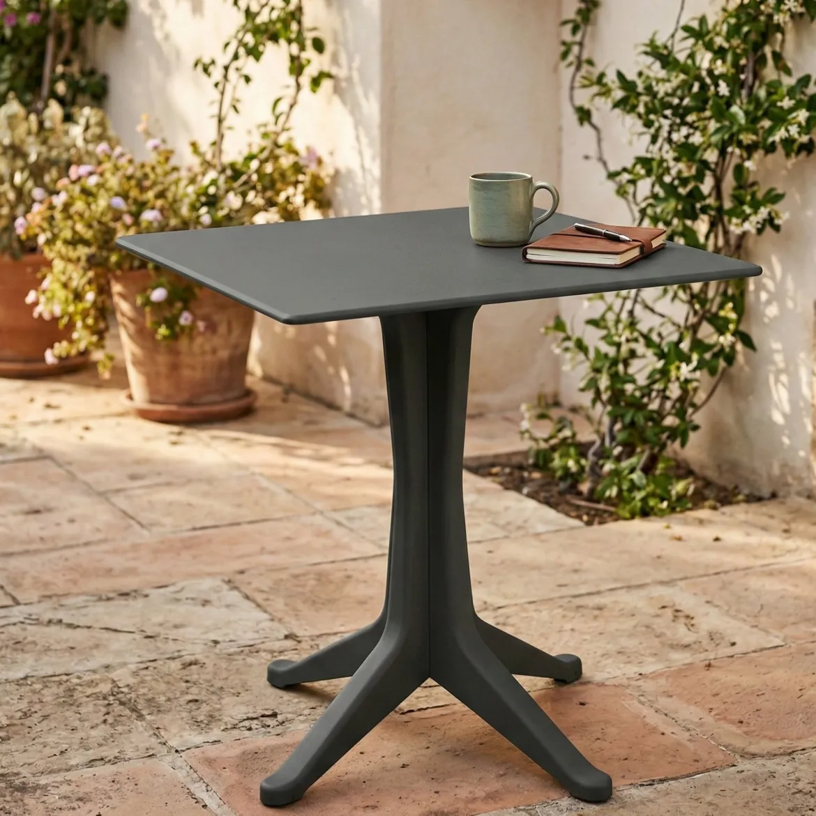 Tavolo per terrazzo 6 posti 70x70cm antracite - Agostini