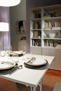 Tavolo pieghevole 6 posti in metallo e legno 125x75cm bianco - Aliena