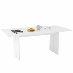 Tavolo pranzo rettangolare 8 posti bianco lucido 160x90cm - Alibi