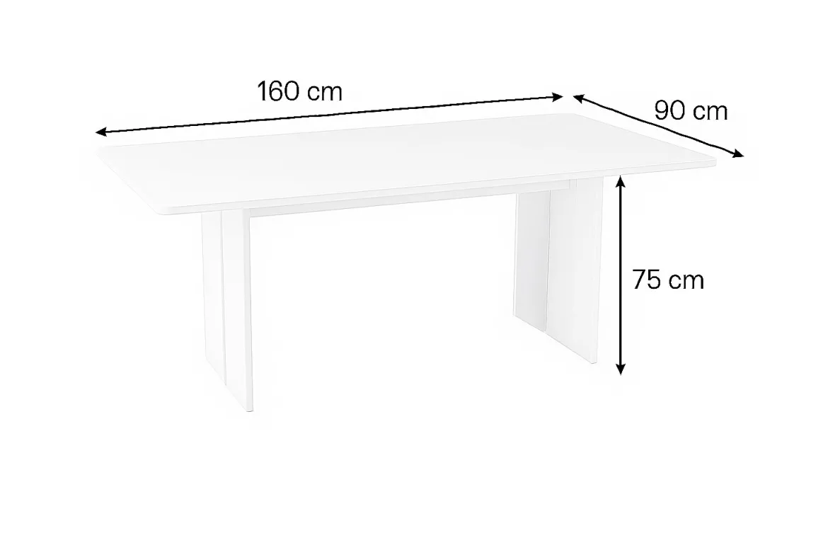 Tavolo pranzo rettangolare 8 posti bianco lucido 160x90cm - Alibi
