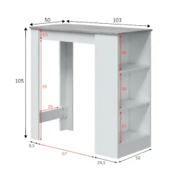Tavolo rettangolare con scaffale 6 posti bianco e cemento 130x50cm - Andreoli