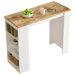 Tavolo rettangolare 2 posti con scaffale quercia e bianco 120x51cm - Pontebba