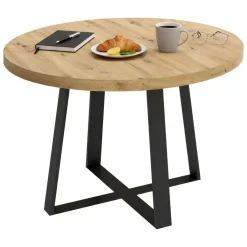 Tavolo rotondo in metallo e legno 4 posti 120x120cm - Abal