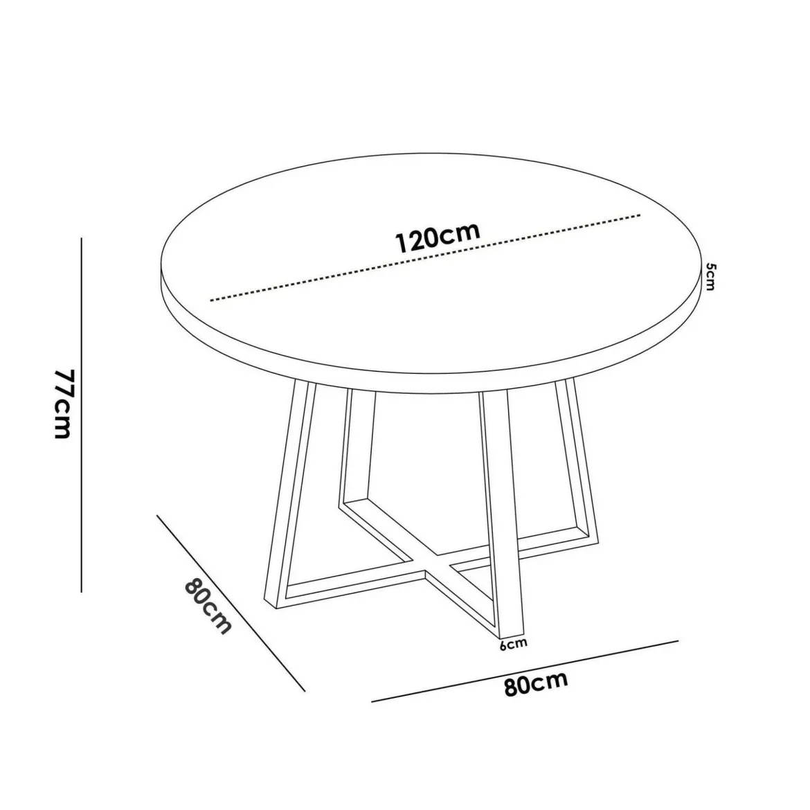 Tavolo rotondo in metallo e legno 4 posti 120x120cm - Abal