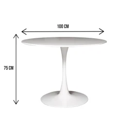 Tavolo rotondo minimal 4 posti bianco 100x100cm - Anubis