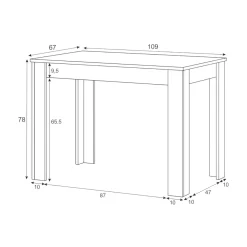 Tavolo salvaspazio rettangolare 6 posti bianco e rovere 109x67cm - Anat