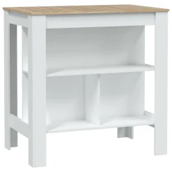 Tavolo scaffale rettangolare 6 posti bianco e rovere 103x67cm - Barzano