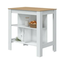 Tavolo scaffale rettangolare 6 posti bianco e rovere 103x67cm - Barzano