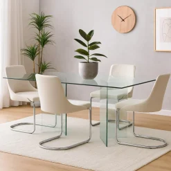 Tavolo vetro rettangolare 10 posti trasparente 180x90cm - Armir