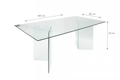 Tavolo vetro rettangolare 10 posti trasparente 180x90cm - Armir