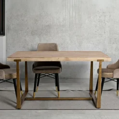 Tavolo vintage rettangolare 8 posti oro e marrone 150x90cm - Kazimir