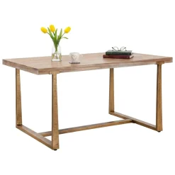 Tavolo vintage rettangolare 8 posti oro e marrone 150x90cm - Kazimir