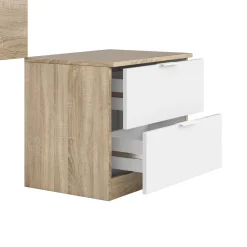 Testiera Aleangy, 100h50 cm, Rovere e Bianco