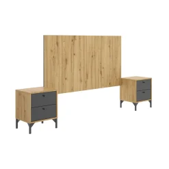 Testiera letto Alaca, 244x37h127 cm, Rovere e Antracite